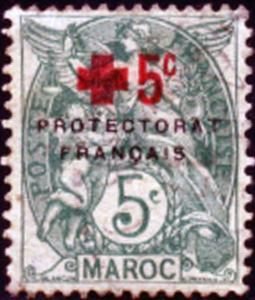 French Morocco 1915 Sc B6 Red Cross Surcharged Stamp MH