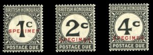 British Honduras #J1-3S (SG D1-3s) Cat£85, 1923-64 Postage Dues, set of thre...