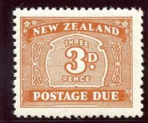 New Zealand 1939 KGVI Postage Due 3d orange-brown superb MNH. SG D44. Sc J25.