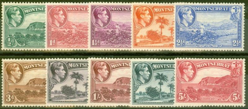 Montserrat 1938 Perf 13 set of 10 SG101-110 Fine Mtd Mint