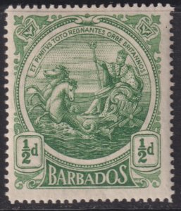 1916-18 Barbados Seal of the Colony ½ pence issue MLH Sc# 128 CV $4.50