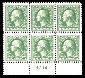 U.S. #525 PL# BLOCK MINT OG LH 