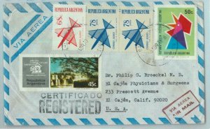 96874 - ARGENTINA - POSTAL HISTORY -  MIXED REGISTERED stamps COVER to  USA 1973