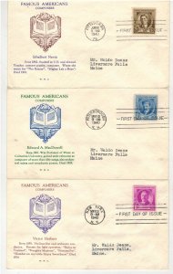 1940 FAMOUS AMERICANS SET OF 5 COMPOSERS 879-883 CACHETS BY GRANDY