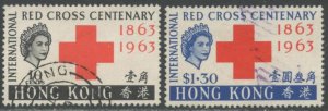 HONG KONG Sc#219-220 1963 Red Cross Centenary Complete Set Used