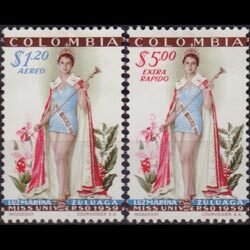 COLOMBIA 1959 - Scott# C317-8 Miss Universe Set of 2 LH