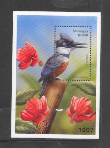 BIRDS - NICARAGUA #2268 RINGED KINGFISHER S/S MNH