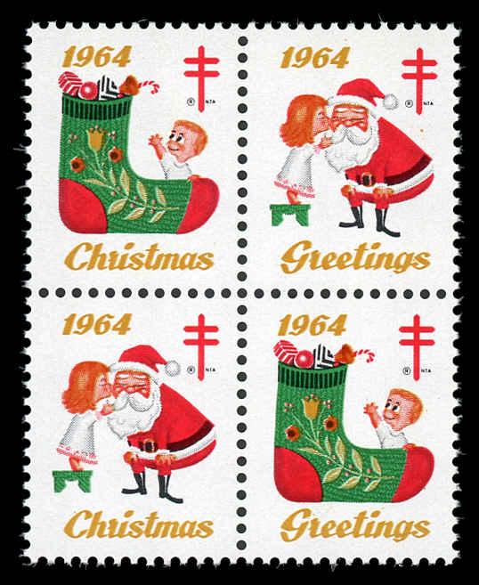 USA WX220 Mint (NH) 1964 Christmas Seal Block of 4 (Perf 12.5)