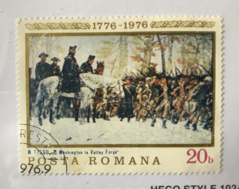 Romania 1976 Scott 2603 CTO - 20b, American Bicentennial,  painting by Trego