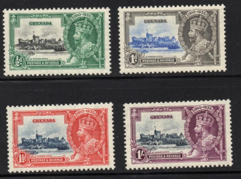 Grenada Sc 124-127 1935 George V Silver Jubilee stamp set mint