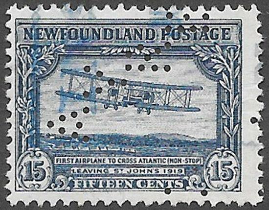 Newfoundland Scott Number 170 AYRE Perfin F Used