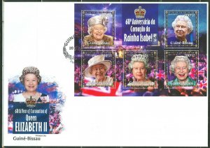 GUINEA BISSAU 2013 60th  ANNIVERSARY OF QUEEN ELIZABETH II  SHEET FDC