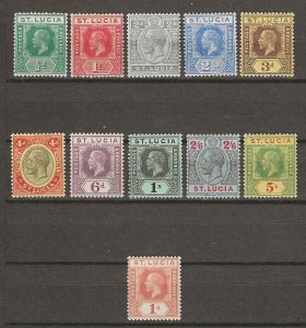 ST LUCIA 1912/21 SG 78/88 MINT Cat £95