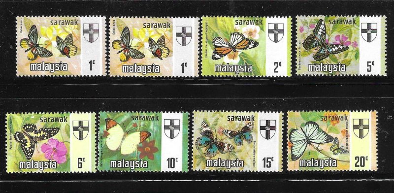 Malaysia Sarawak 1971 Butterflies Sc 235-241 MNH A3023