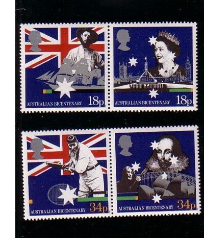 Great Britain Sc 1222-5 1988 Australia 200 yrs stamps mint NH