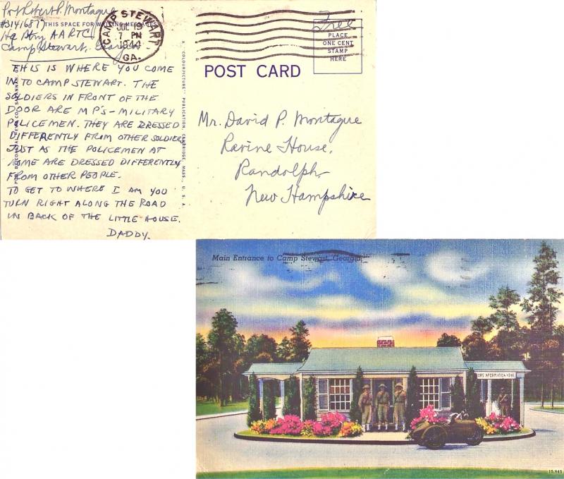 United States Georgia Camp Stewart 1944 machine  DPO  PPC (Main Entrance to C...