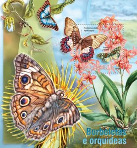 Mozambique 2013 Butterflies and Orchids Stamp Souvenir Sheet 13A-1271