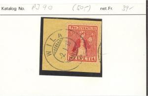 SWITZERLAND, 10 Centimes PRO JUVENTUTE 1917 NICELY USED ON P