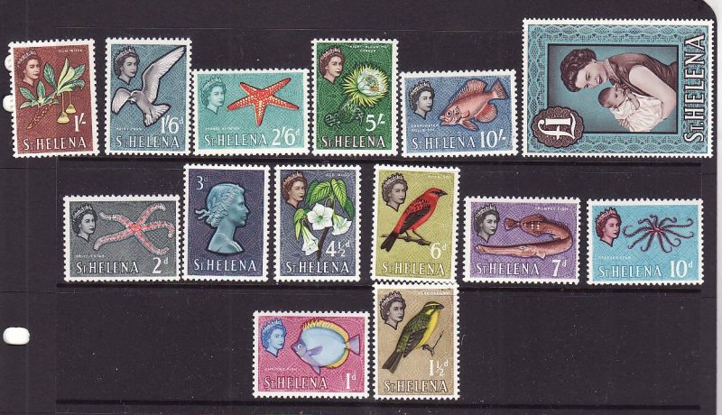 St Helena-Sc#159-72-unused light hinged og set-Marine Life-Birds-1961-