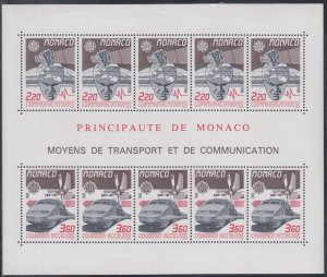 MONACO Sc # 1624a CPL MNH SHEET of 5 SETS, EUROPA 1988, TRANSPORTATION and COMM