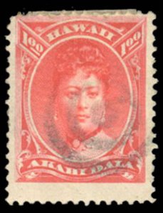 Hawaii #49 Cat$275, 1883 $1 rose red, used, small faults