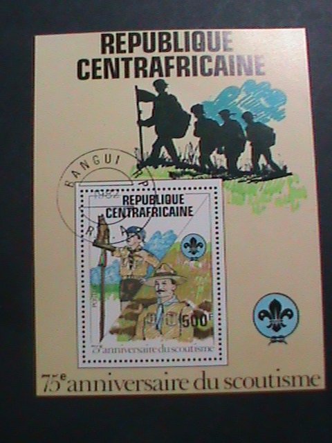 ​CENTRAL AFRICA-1982- 75TH ANNIVERSARY-WORLD SCOUT DAY CTO- SHEET- VF