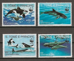 SAO TOME & PRINCIPE 1992 WWF ORCA SET MNH