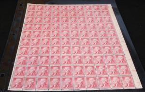 US #1033 FULL SHEET of 100, 2c Jefferson, VF/XF mint never hinged, POST OFFIC...