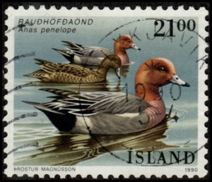 Iceland 646 - Used - 21k Eurasian Wigeon (1990) (cv $0.55) (4)