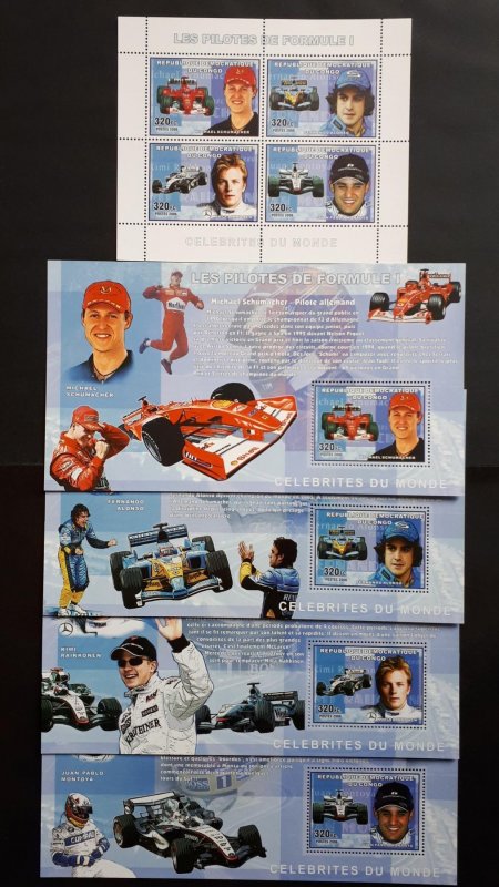 Formula 1 pilots - Congo 2006 - sheet + complete set of 4 ss perforated ** MNH