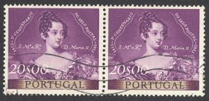 Portugal Sc# 791 Used Pair 1953 20e Queen Maria II