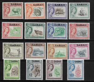 MALAYSIA, 1-16, MINT HINGED, SURCHD, QUEEN ISSUE