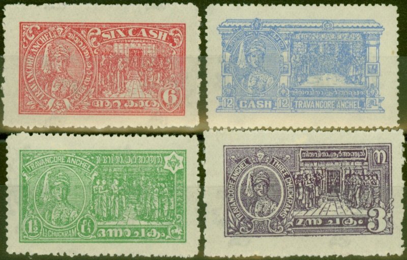 Travancore Anchel 1937 set of 4 SG60-63 Fine Mint