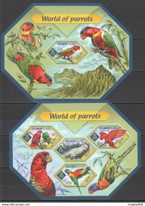 2014 Solomon Islands World Of Parrots Fauna Birds #2632-36 1+1 ** Ls242