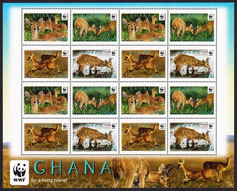 Ghana WWF Bohor Reedbuck Sheetlet of 4 sets