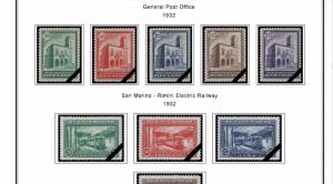 COLOR PRINTED SAN MARINO [CLASS.] 1877-1943 STAMP ALBUM PAGES (24 illust. pages)