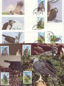Guyana 8 FDC/cards WWF/Birds 1990