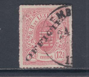 Luxembourg Sc O4 used 1875 12½c rose Coat of Arms w/ Official ovpt VF