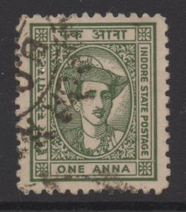 INDIA;   INDORE  1927 early Yeshwant issue fine used 1a. value