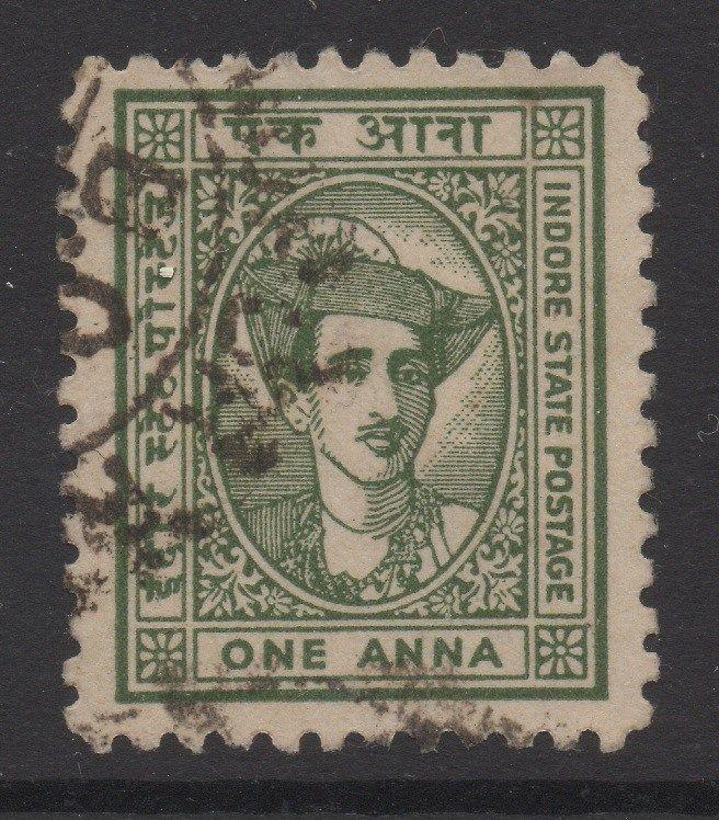 INDIA;   INDORE  1927 early Yeshwant issue fine used 1a. value