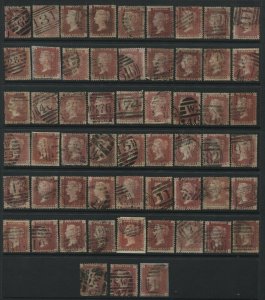 Great Britain 1864 1d Plate 148 201 clean used copies SG Cat £804.-