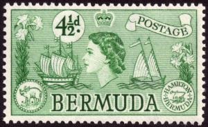 Bermuda 1953 4½d Emerald SG142 MLH