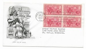 US 1004 (Me-5) 3c Betsy Ross blk 4 on FDC Artmaster Cachet ECV $10.00