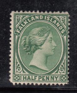Falkland Islands 1892 MH  Scott #9 1/2p Victoria Watermark Crown CA