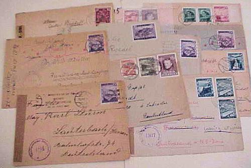 AUSTRIA  10 CENSORED SMALL  COVERS TO GERMANY & 1 FRONT ONLY