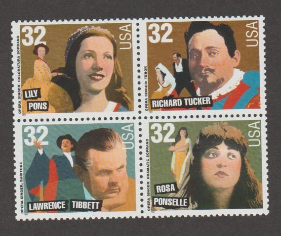 U.S. Scott #3154-3157a Opera Singers Stamps - Mint NH Block of 4