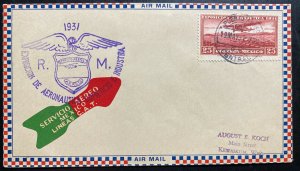 1931 Mexico City Mexico First Day Airmail Cover To Kewaskum USA Aeronautic Exhi