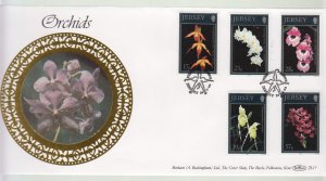 Jersey 1993 Orchids on Benham Silk FDC