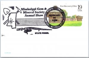 US POSTAL CARD PICTORIAL CANCEL MISSISSIPPI GEM & MINERAL SOCIETY SHOW 1994