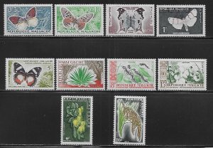 Malagasy Madagascar 306-315 Butterflies and Plants set MNH